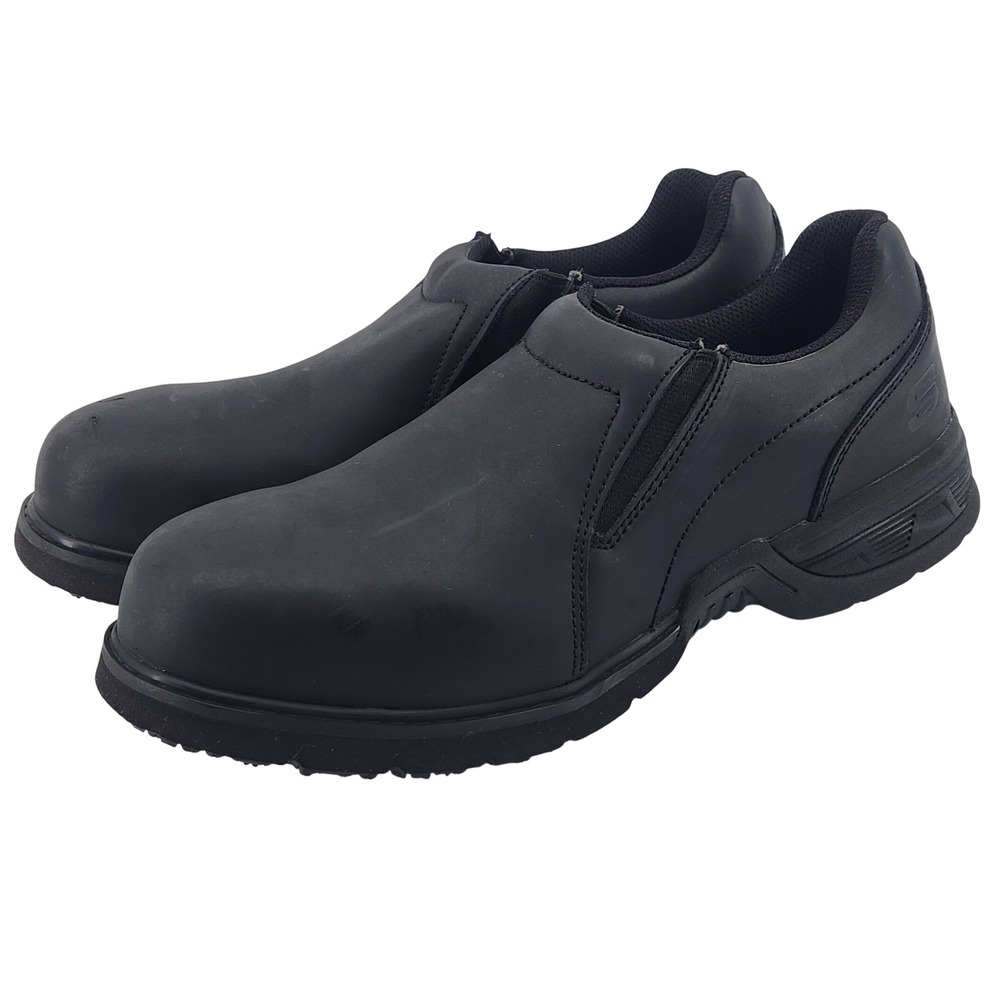 Skechers Work Nampa Groton 77145 Mens 12 Black Slip Resistant Safety Toe Shoes